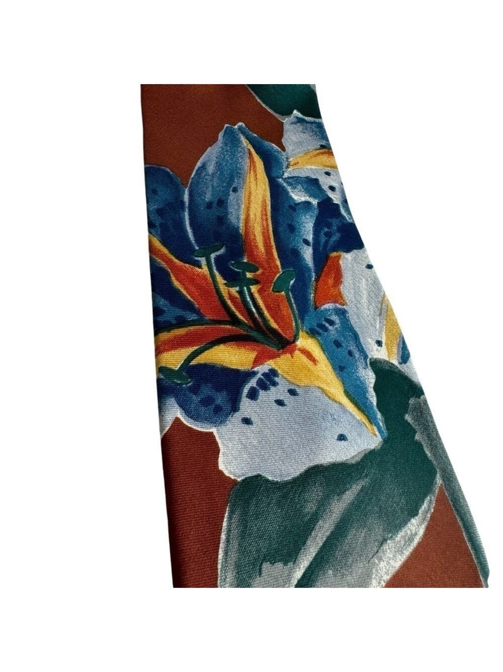 Vintage 90s Colours by Alexander Julian Silk Tie Brown Floral O/S Painted EUC